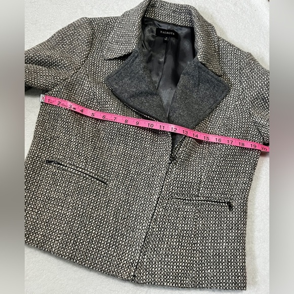 Talbots Tweed Wool Blend Asymmetrical Moto Blazer - Size 10 - Picture 2 of 10